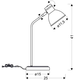 Lampa stołowa Zumba sztyca prosta 1x40W  E14 biały+czarny