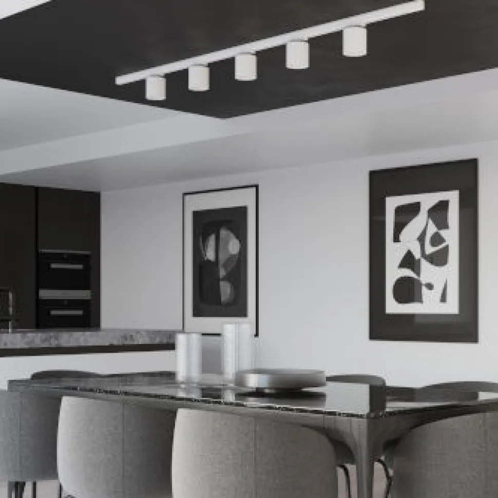 Lampa sufitowa, 5 punktowa, system szynowy 3 fazowy, ORBIS biała
