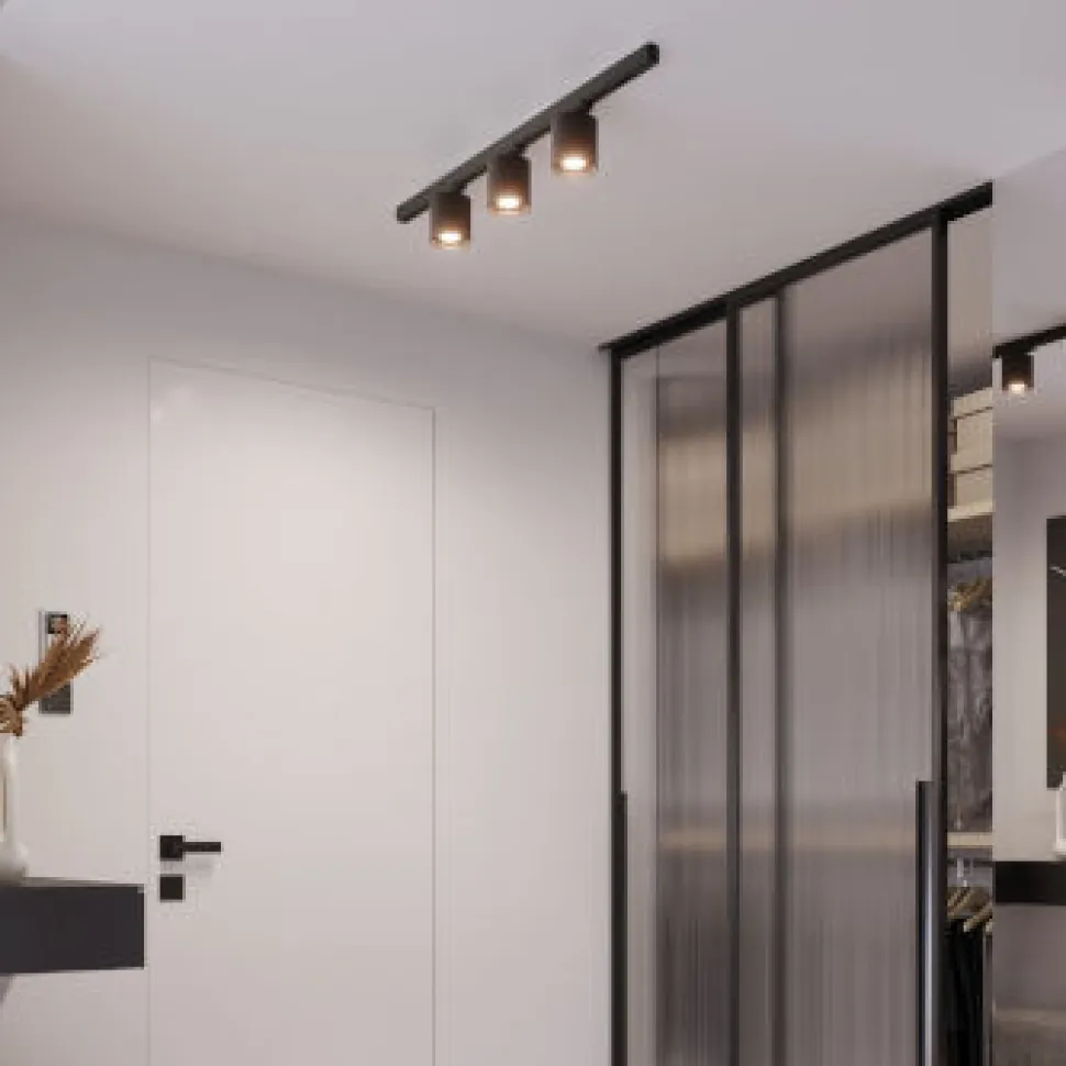 Lampa sufitowa, 3 punktowa, system szynowy 3 fazowy, ORBIS czarna