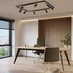 Lampa sufitowa, 10 punktowa, system szynowy 3 fazowy, REO/LUCIE czarny LED 272W 4000K