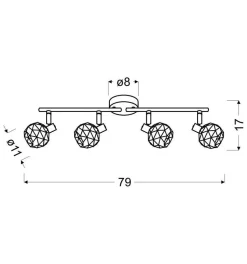 Lampa sufitowa Acrobat listwa 4x40W E14  czarny klosz złoty