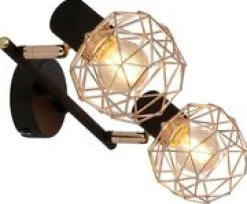 Lampa sufitowa Acrobat listwa 2x40W E14  czarny klosz złoty