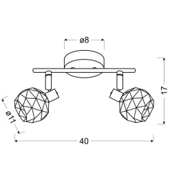 Lampa sufitowa Acrobat listwa 2x40W E14  czarny klosz złoty