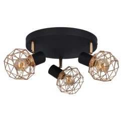 Lampa sufitowa Acrobat plafon 3x40W E14 czarny klosz złoty
