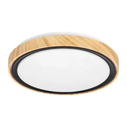 Lampa sufitowa Aflo plafon z efektem drewna+czarny 24W LED 3000/4000/6000K 38cm