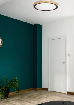 Lampa sufitowa Aflo plafon z efektem drewna+czarny 24W LED 3000/4000/6000K 38cm