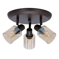 Lampa sufitowa Agra plafon brunatny 3x40W E14 klosz bursztynowy