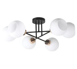 Lampa sufitowa Amanda czarny+złoty 6x40 E27 klosz biały