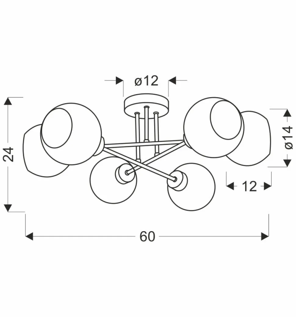 Lampa sufitowa Amanda czarny+złoty 6x40 E27 klosz biały