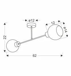 Lampa sufitowa Amanda czarny+złoty 2x40  E27 klosz biały