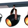 Lampa sufitowa Anica listwa czarny 3x40W  E14 odbłyśnik złoty