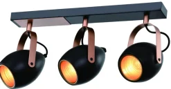 Lampa sufitowa Anica listwa czarny 3x40W E14 odbłyśnik złoty