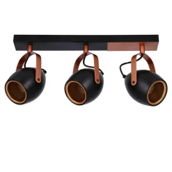 Lampa sufitowa Anica listwa czarny 3x40W  E14 odbłyśnik złoty