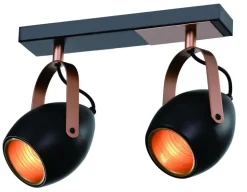 Lampa sufitowa Anica listwa czarny 2x40W E14 odbłyśnik złoty
