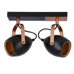 Lampa sufitowa Anica listwa czarny 2x40W  E14 odbłyśnik złoty