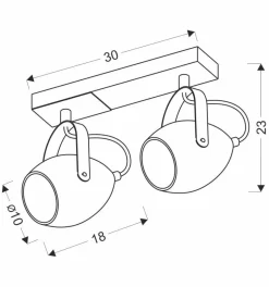 Lampa sufitowa Anica listwa czarny 2x40W  E14 odbłyśnik złoty