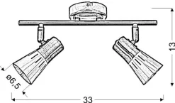 Lampa sufitowa Arena listwa 2*40W r50  E14 złoto patyna