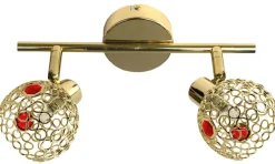 Lampa sufitowa Aron listwa 2x40W G9  mosiądz kryształ czerwony