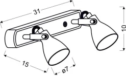 Lampa sufitowa Ash listwa 2x40W GU10  szary mat