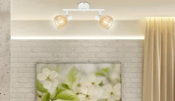 Lampa sufitowa Atarri listwa 2x25W E14  biały+drewno