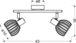 Lampa sufitowa Atarri listwa 2x25W E14  biały+drewno