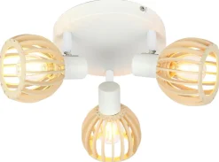 Lampa sufitowa Atarri plafon 3x25W E14 biały+drewno