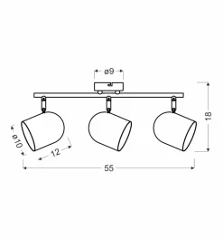 Lampa sufitowa Azuro listwa 3x40W E27  szary mat