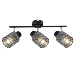 Lampa sufitowa Bill listwa czarny 3x40W E27 klosz dymiony