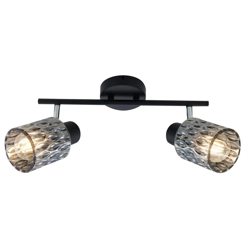 Lampa sufitowa Bill listwa czarny 2x40W E27 klosz dymiony