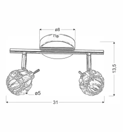 Lampa sufitowa Bombola listwa 2x40W G9  chrom bez żarówek