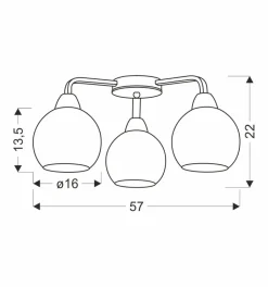 Lampa sufitowa Caldera czarny 3x60W E27  klosz biały