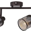Lampa sufitowa Canabera kawowe złoto  2x40W E14 klosz bursztynowy