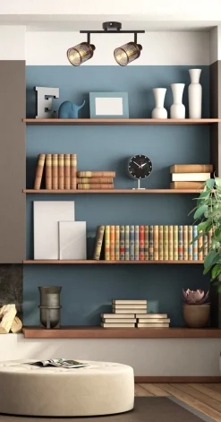 Lampa sufitowa Canabera kawowe złoto  2x40W E14 klosz bursztynowy