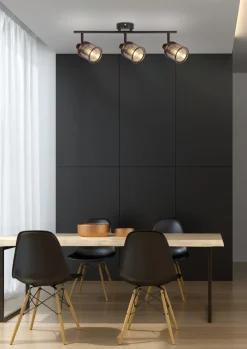 Lampa sufitowa Canabera kawowe złoto  3x40W E14 klosz bursztynowy