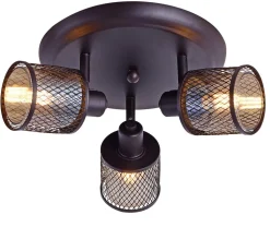 Lampa sufitowa Canabera plafon kawowe złoto 3x40W E14 klosz bursztynowy