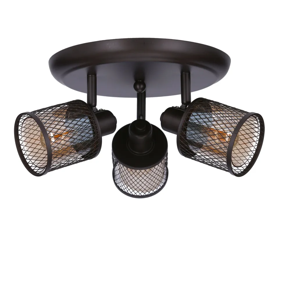 Lampa sufitowa Canabera plafon kawowe złoto 3x40W E14 klosz bursztynowy
