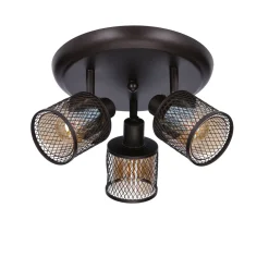 Lampa sufitowa Canabera plafon kawowe złoto 3x40W E14 klosz bursztynowy