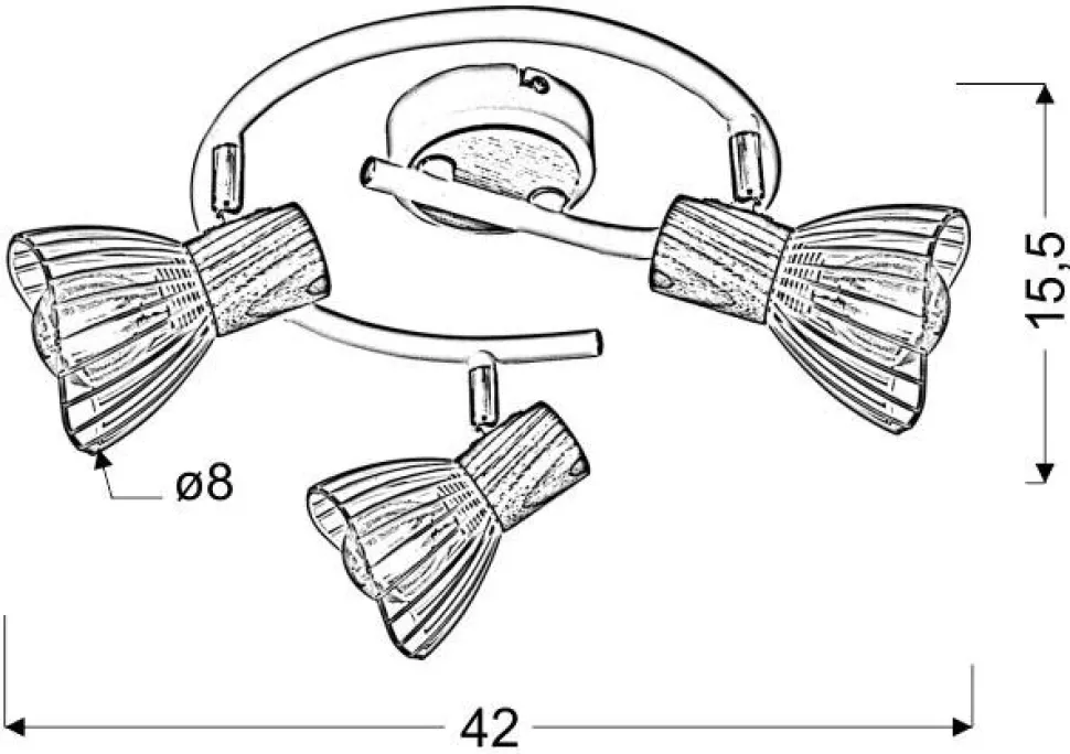 Lampa sufitowa Chile spirala 3xmax25W E14 biały + drewno