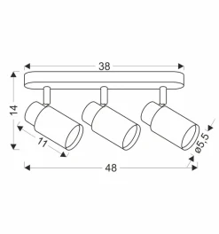Lampa sufitowa Claro listwa biały 3x15W  GU10 klosz biały+drewniany