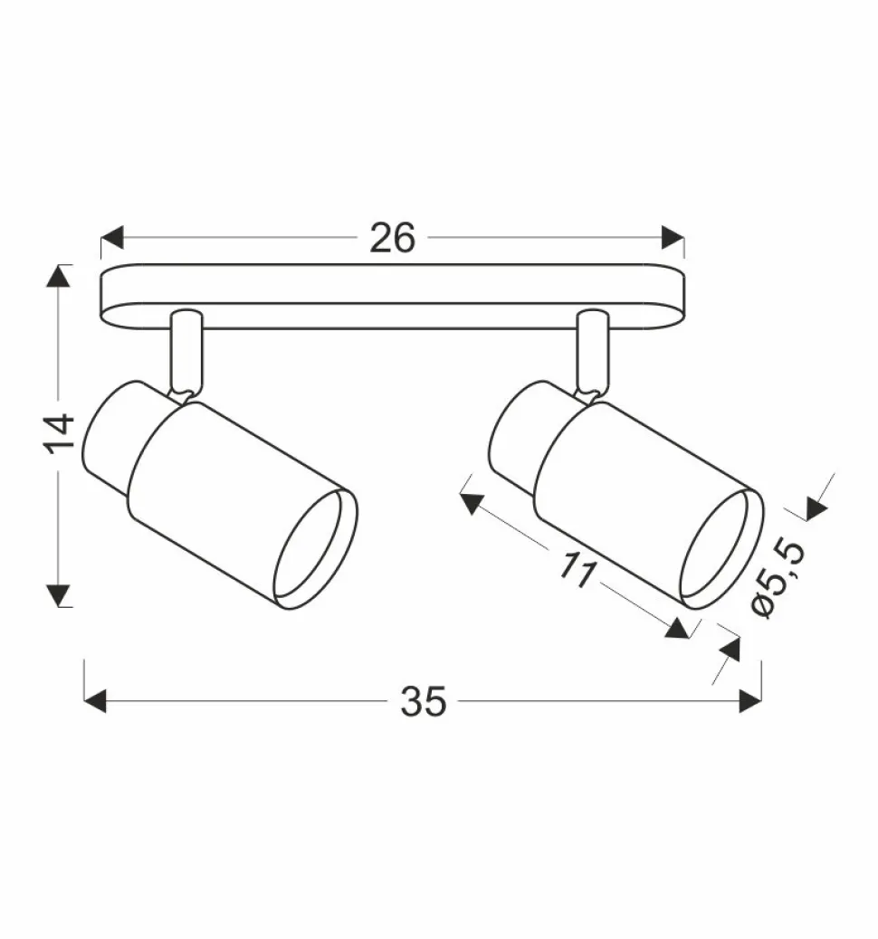 Lampa sufitowa Claro listwa biały 2x15W GU10 klosz biały+drewniany