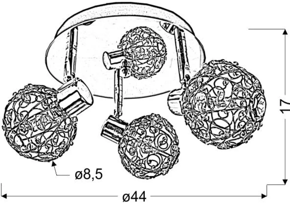 Lampa sufitowa Collar plafon 3x40W G9 chrom