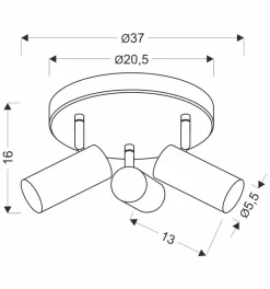 Lampa sufitowa Colly plafon mosiądz 3x15W GU10 klosz mosiądz