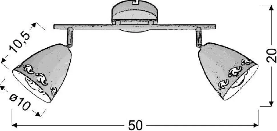 Lampa sufitowa Coty listwa 2x40W E14 czarny