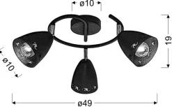 Lampa sufitowa Coty spirala 3x40W E14  czarny