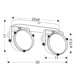 Lampa sufitowa Crazy listwa czarny 2x15W  GU10 klosz bezbarwny