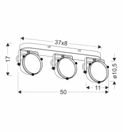 Lampa sufitowa Crazy listwa czarny 3x15W  GU10 klosz bezbarwny