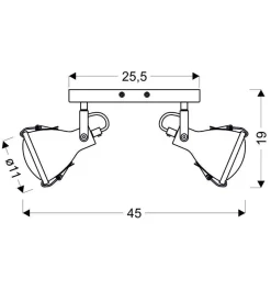 Lampa sufitowa Crodo listwa 2x40W E14 szary