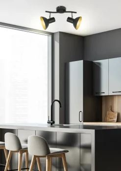 Lampa sufitowa Diso listwa 2x40W E27  czarny+zloto