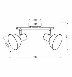 Lampa sufitowa Diso listwa 2x40W E27  czarny+zloto