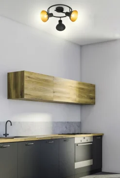 Lampa sufitowa Diso spirala 3x40W E27  czarny+zloto